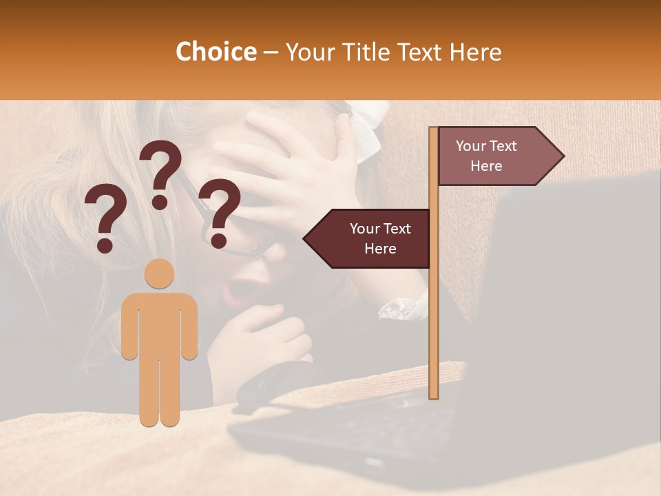 Schoolgirl At Laptop PowerPoint Template