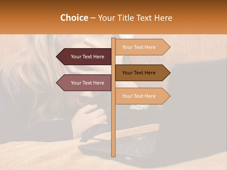 Schoolgirl At Laptop PowerPoint Template