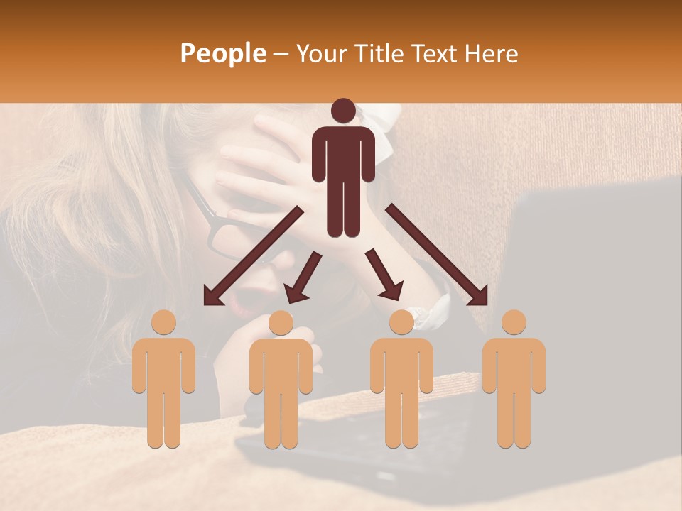 Schoolgirl At Laptop PowerPoint Template