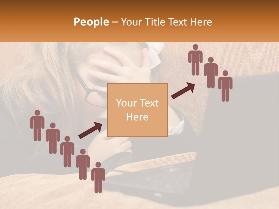 Schoolgirl At Laptop PowerPoint Template