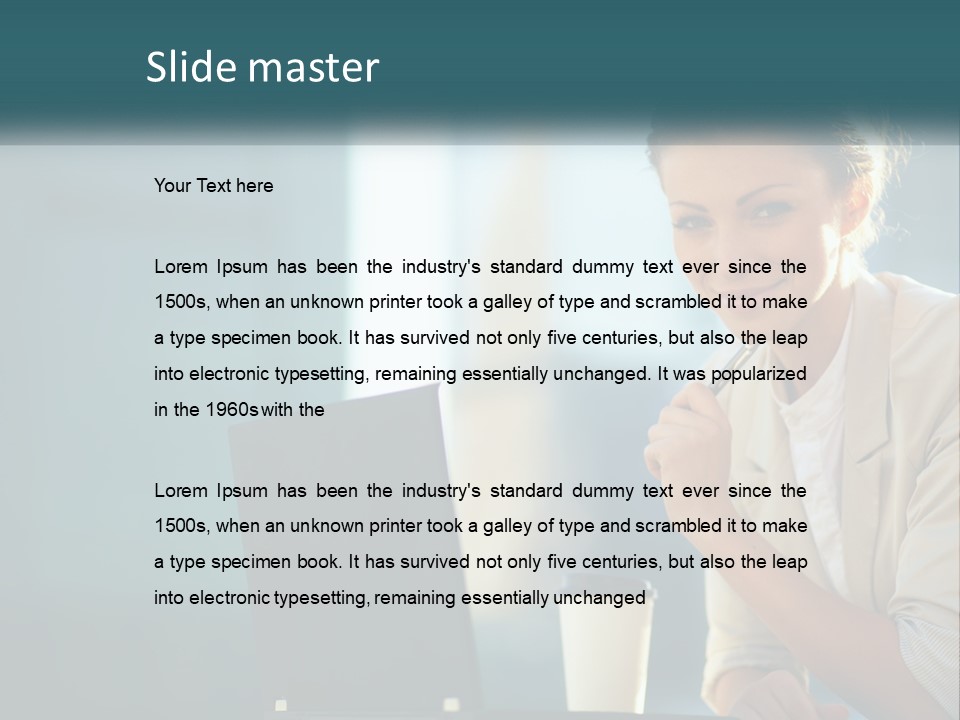 Girl With Laptop PowerPoint Template