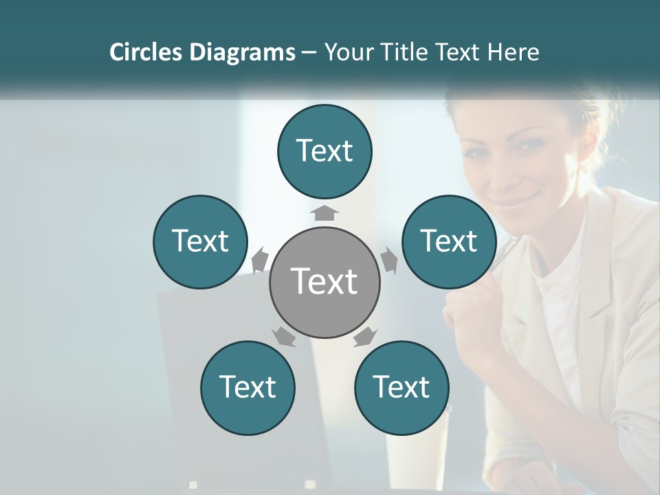 Girl With Laptop PowerPoint Template