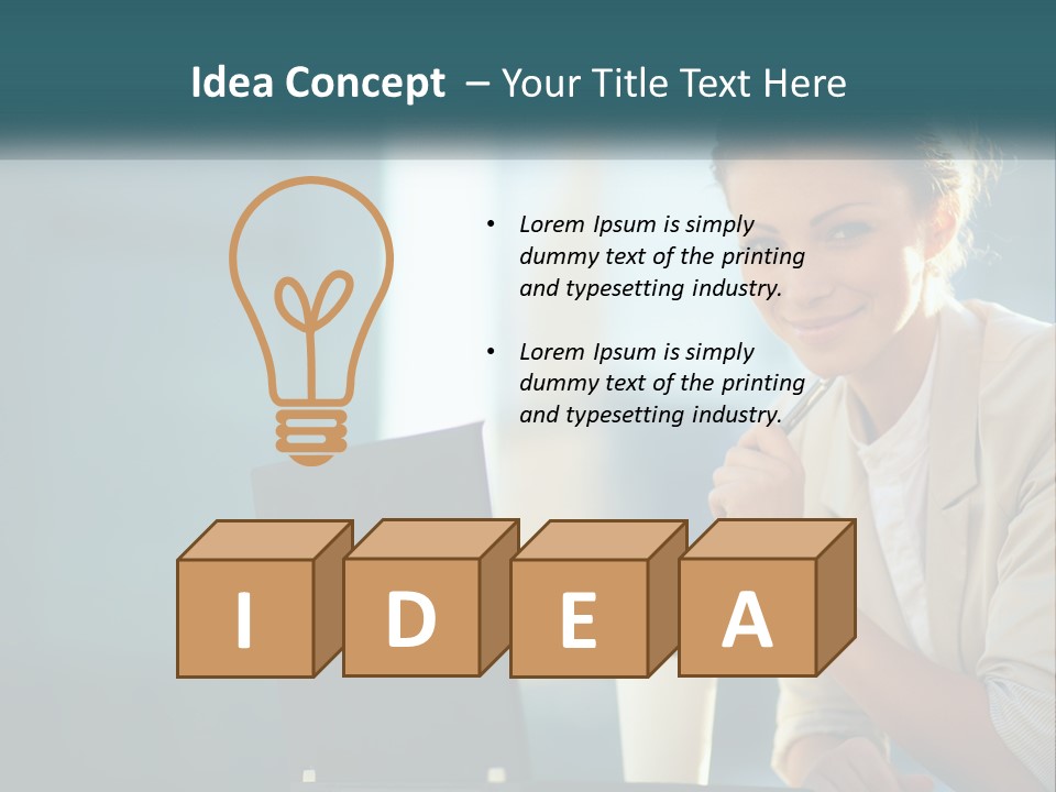 Girl With Laptop PowerPoint Template