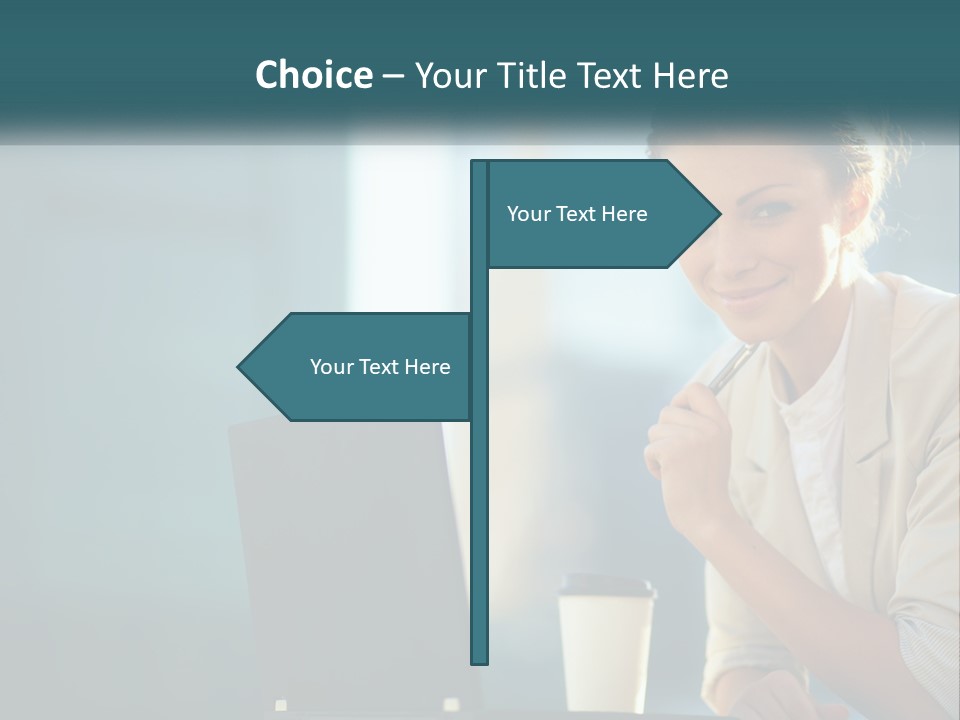 Girl With Laptop PowerPoint Template