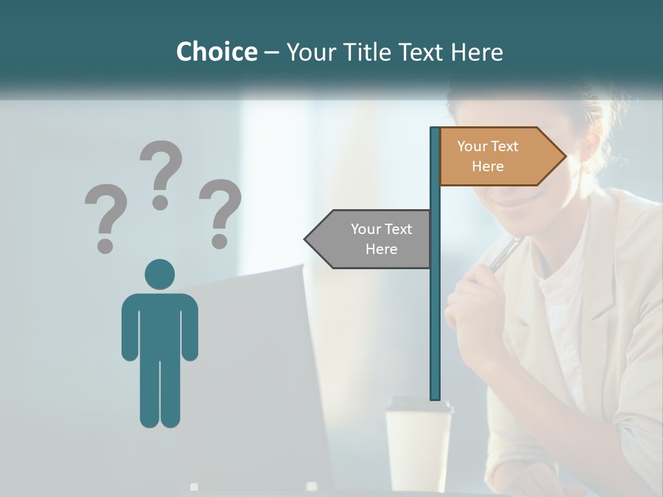 Girl With Laptop PowerPoint Template