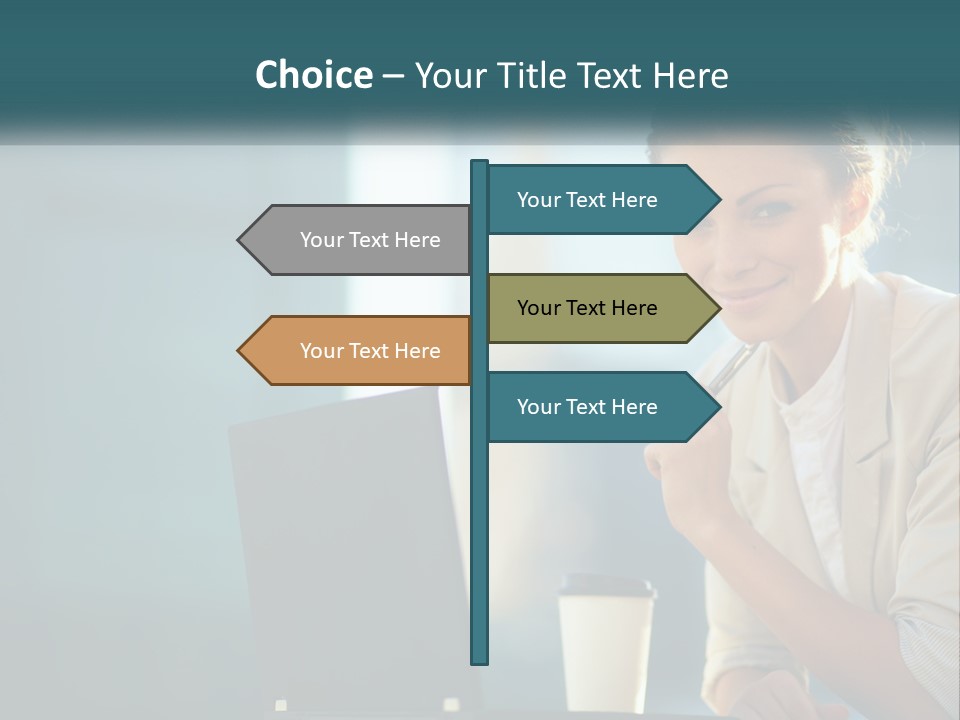 Girl With Laptop PowerPoint Template