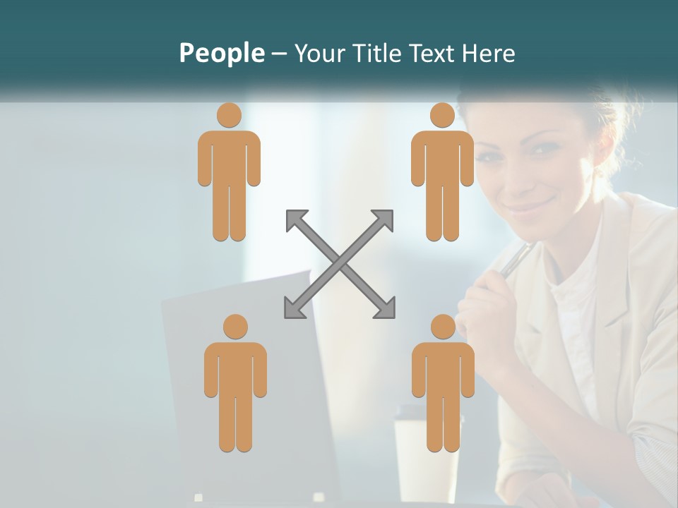 Girl With Laptop PowerPoint Template