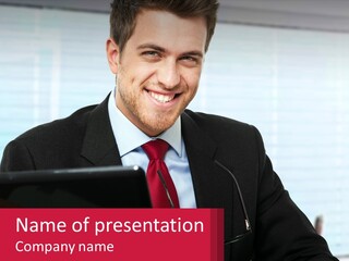Manager With Laptop PowerPoint Template