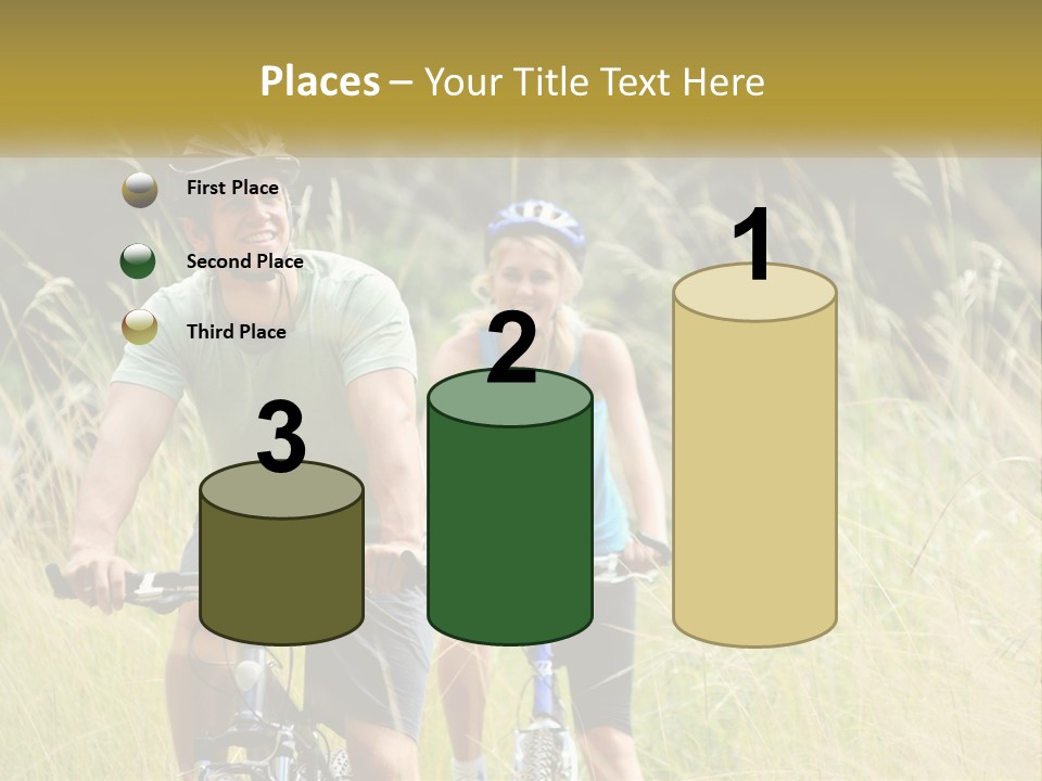 Girl And Boy On Bicycles PowerPoint Template