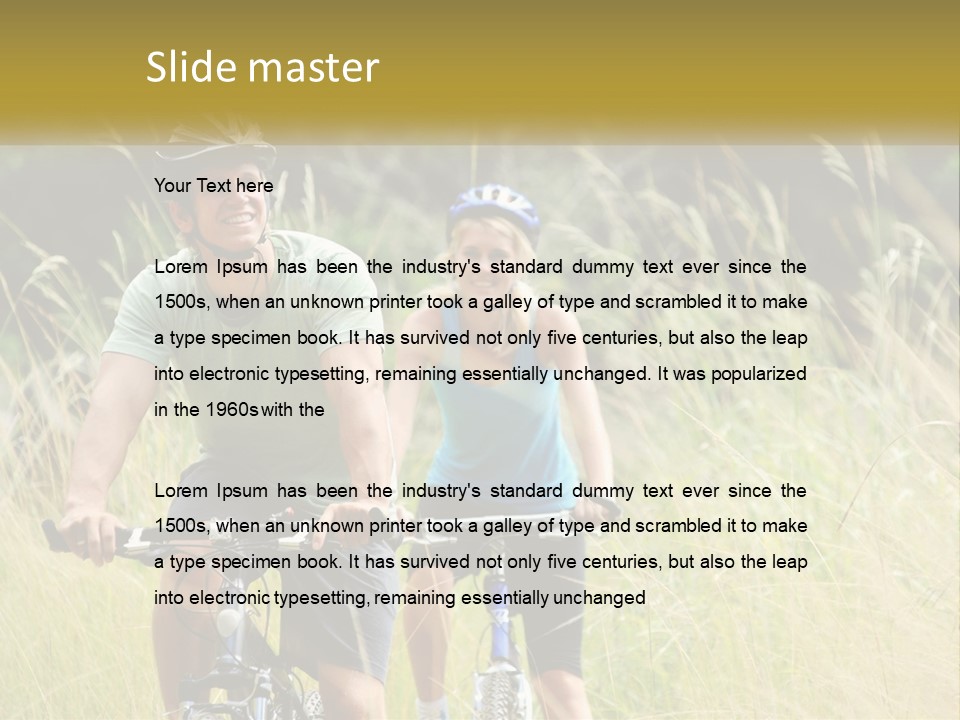 Girl And Boy On Bicycles PowerPoint Template