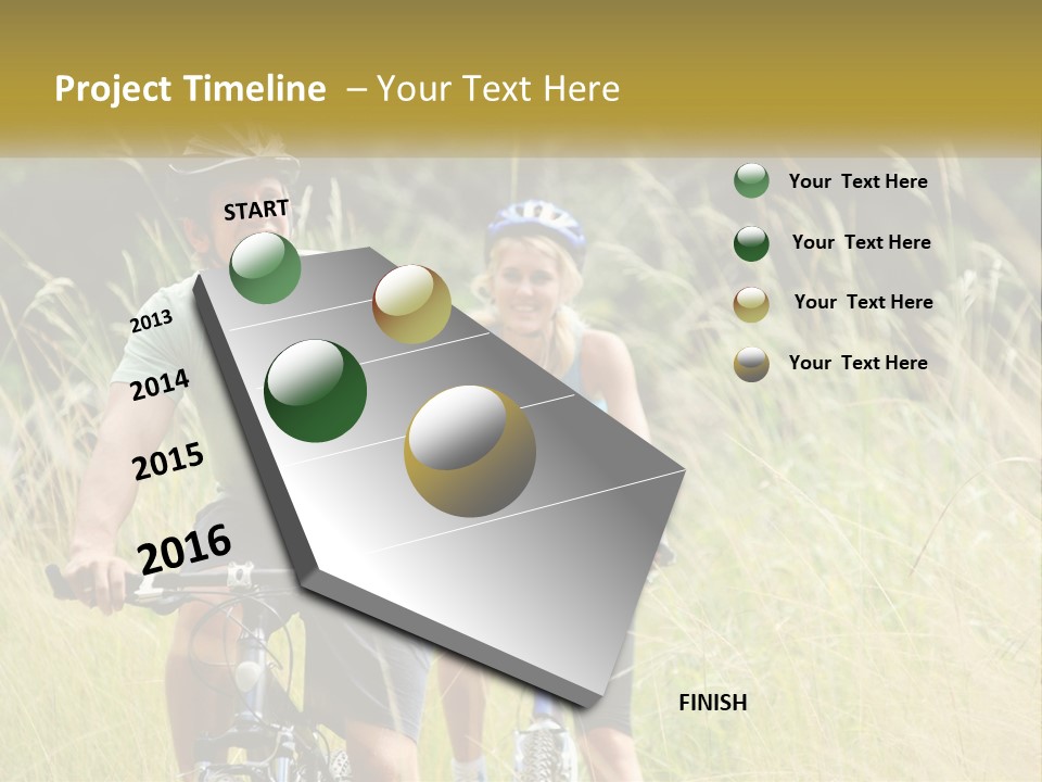 Girl And Boy On Bicycles PowerPoint Template