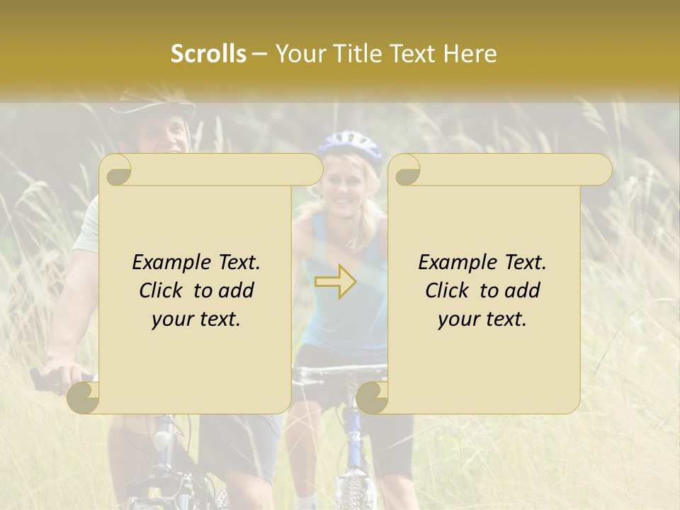 Girl And Boy On Bicycles PowerPoint Template