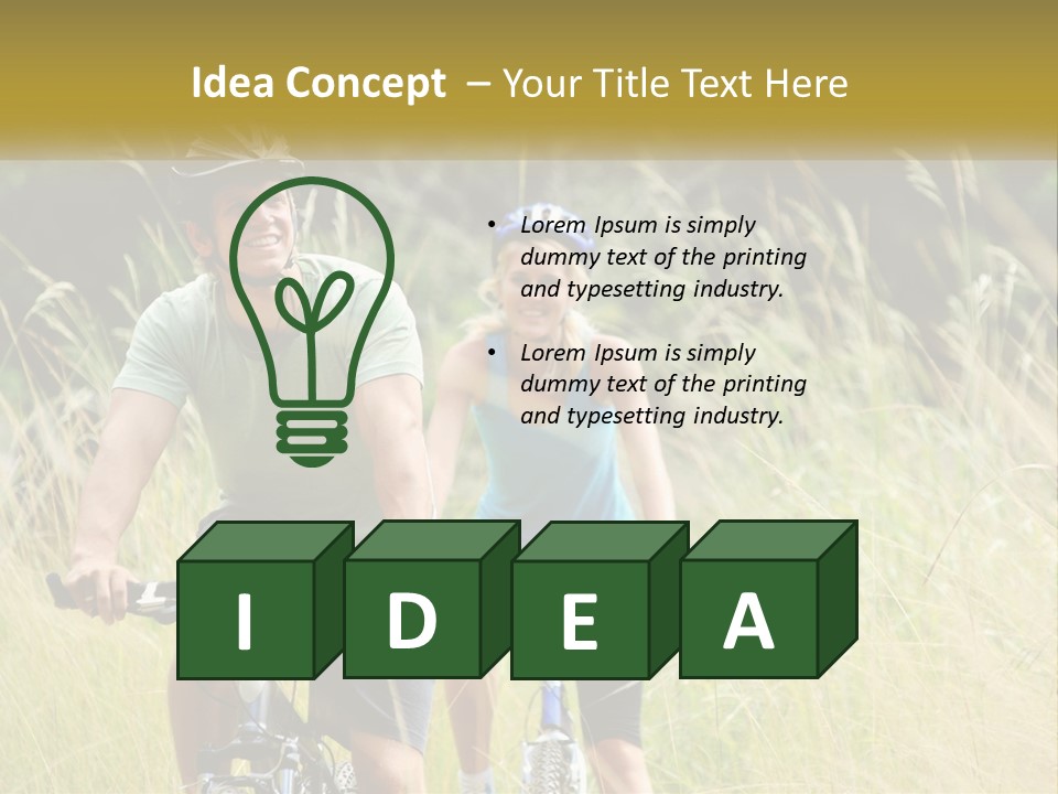 Girl And Boy On Bicycles PowerPoint Template