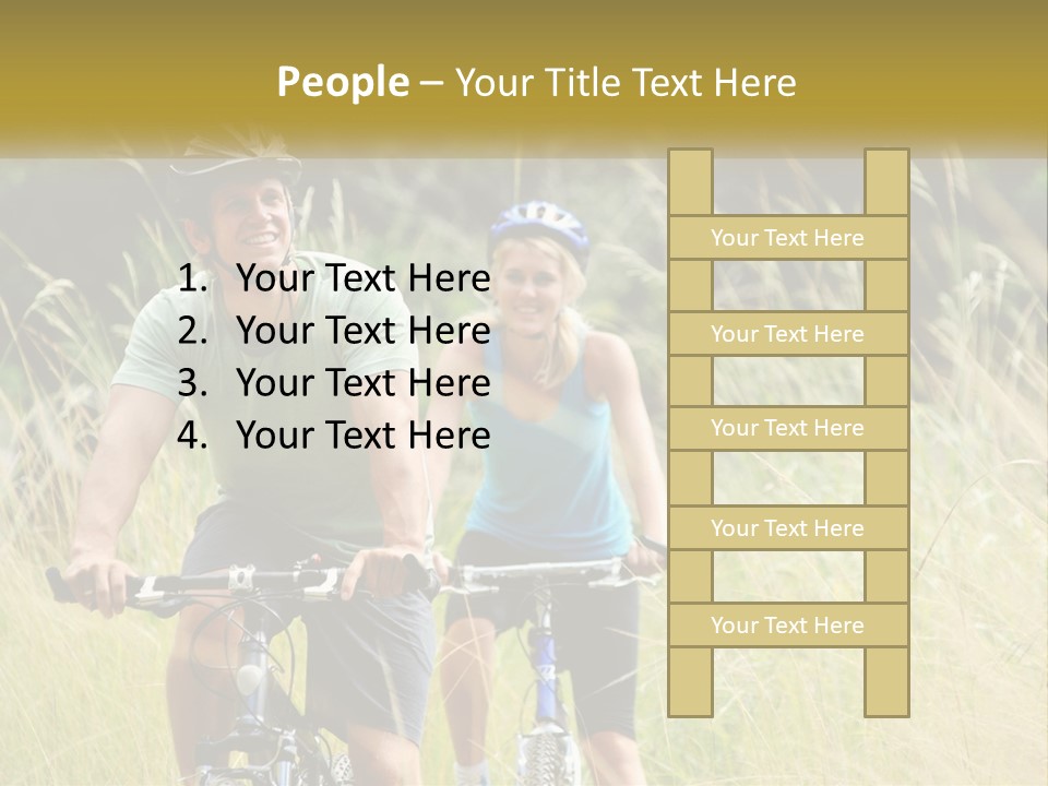 Girl And Boy On Bicycles PowerPoint Template