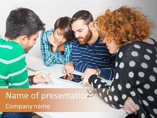 Friends At The Tablet PowerPoint Template