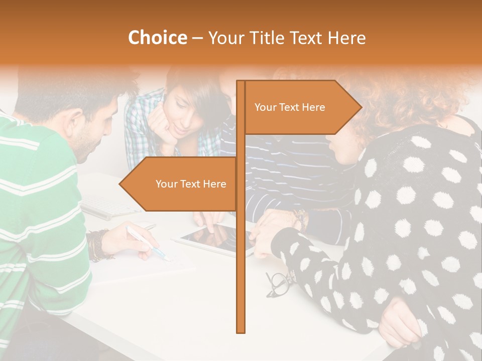 Friends At The Tablet PowerPoint Template
