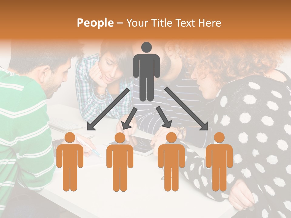 Friends At The Tablet PowerPoint Template