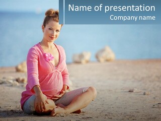 Pregnant Woman By The Sea PowerPoint Template