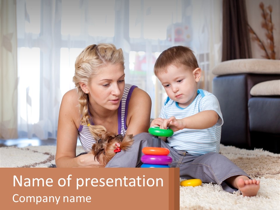 Mom Teaches Child PowerPoint Template