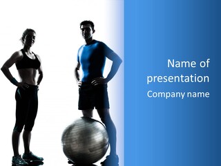The Girl And The Guy On Training PowerPoint Template