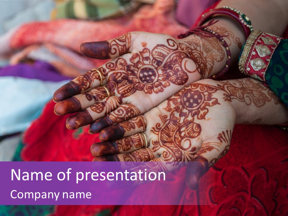 Picture Of Henna On His Hands PowerPoint Template