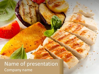 Fried Chicken Fillet With Vegetables PowerPoint Template