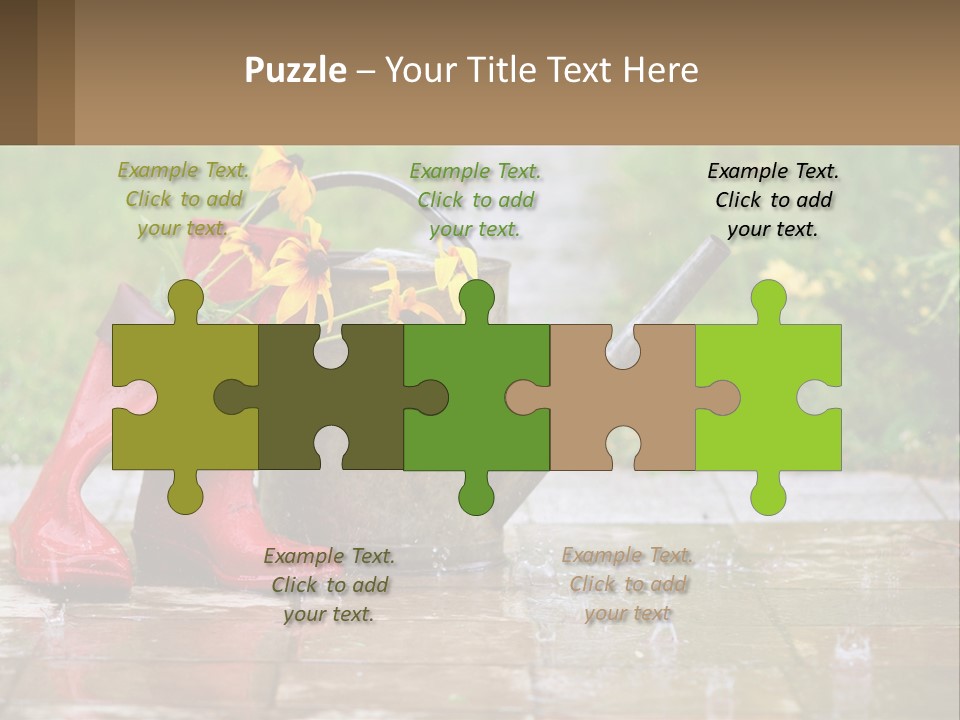 Watering Can And Flowers PowerPoint Template