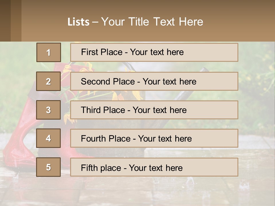 Watering Can And Flowers PowerPoint Template