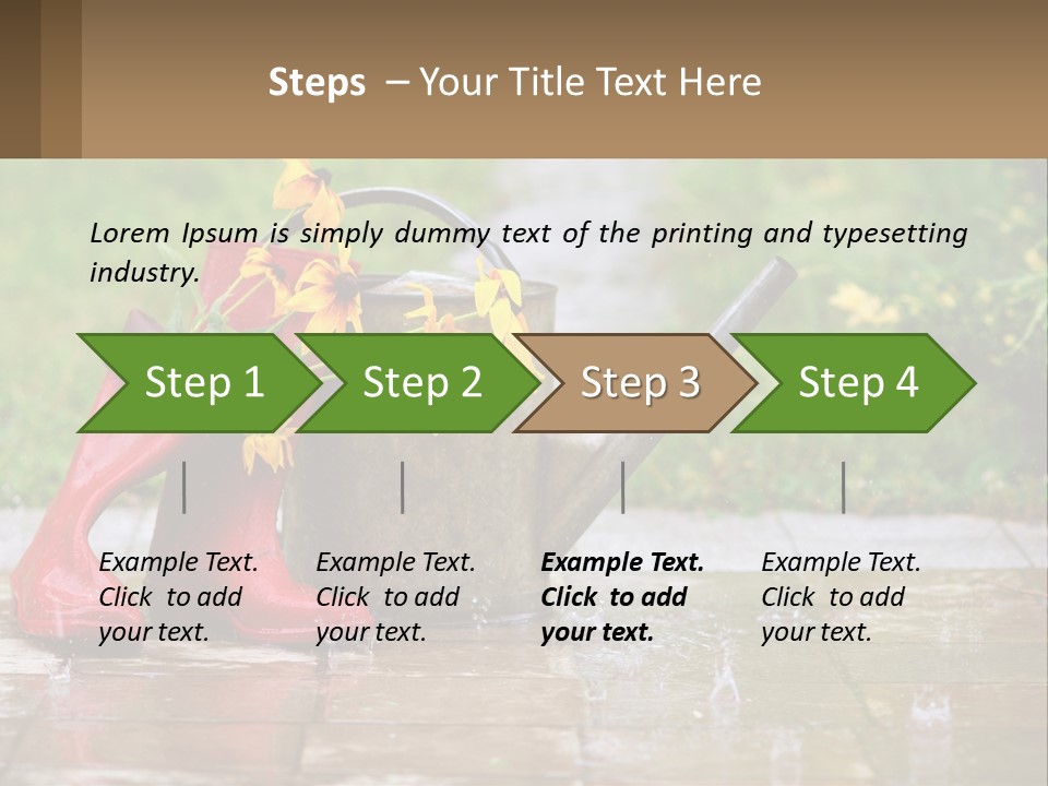 Watering Can And Flowers PowerPoint Template