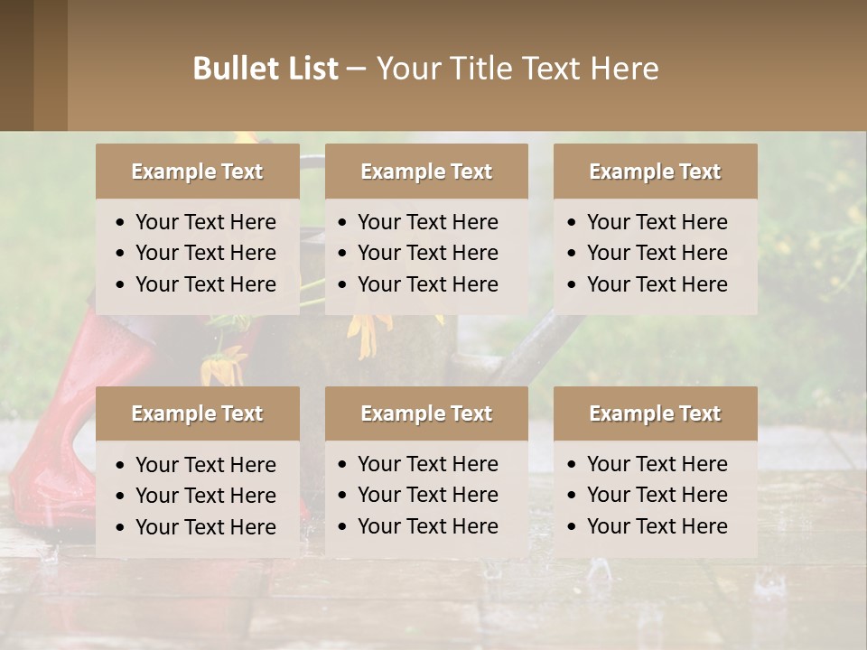 Watering Can And Flowers PowerPoint Template