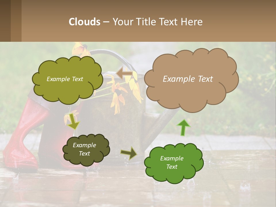 Watering Can And Flowers PowerPoint Template