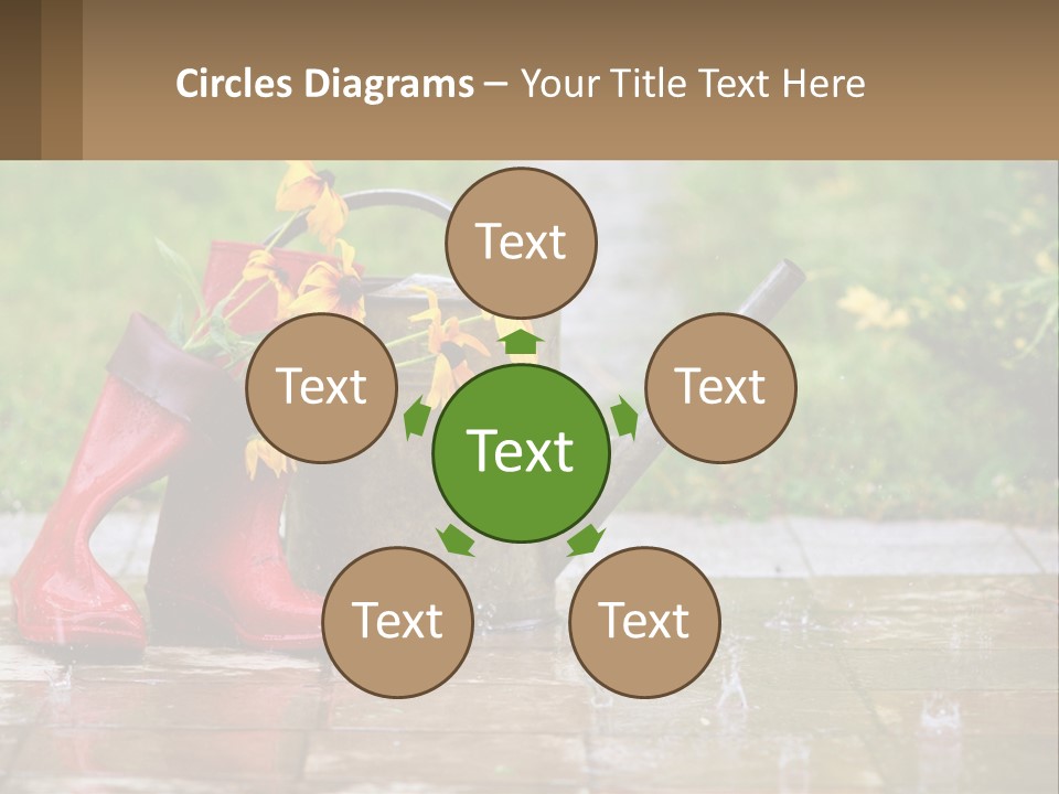 Watering Can And Flowers PowerPoint Template