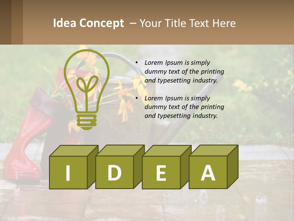 Watering Can And Flowers PowerPoint Template