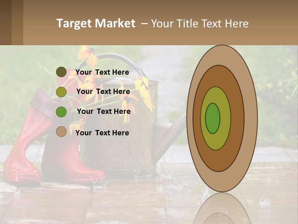 Watering Can And Flowers PowerPoint Template