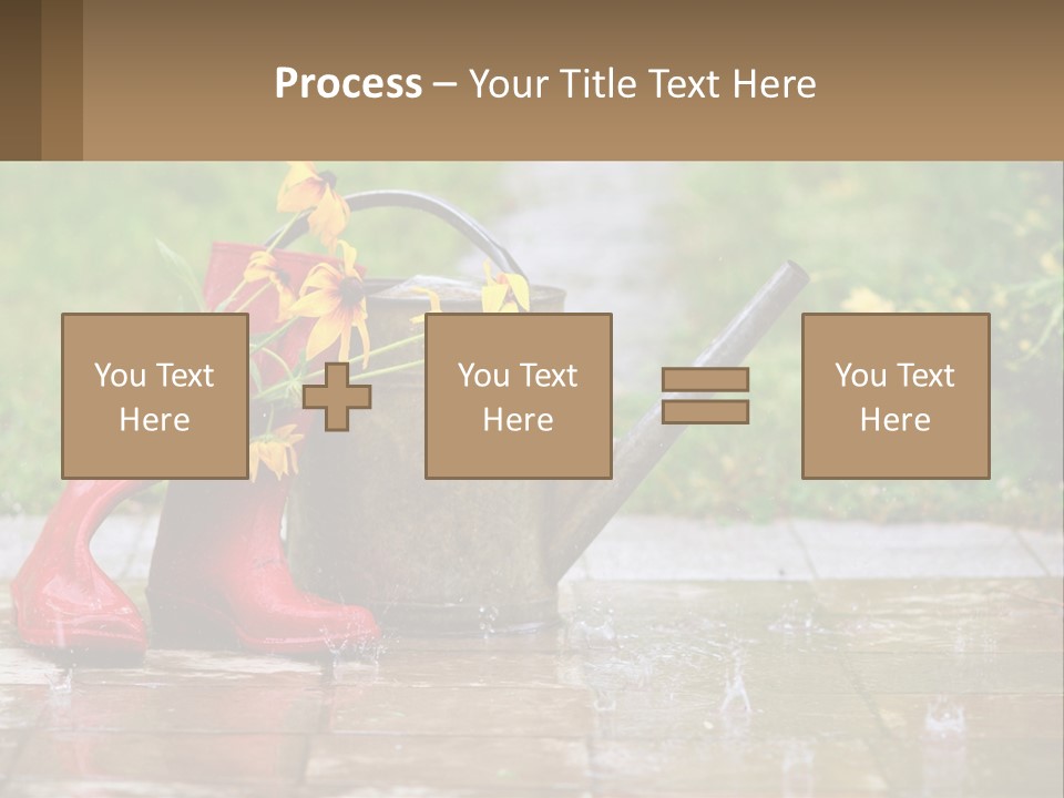 Watering Can And Flowers PowerPoint Template