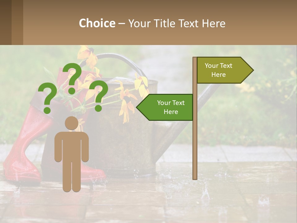 Watering Can And Flowers PowerPoint Template