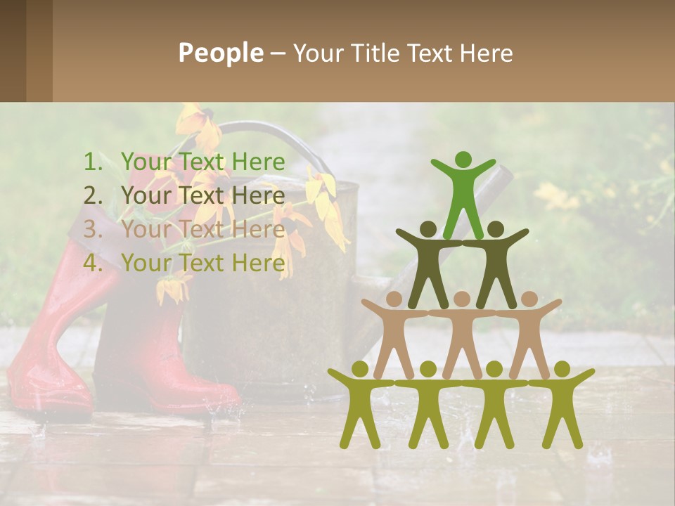 Watering Can And Flowers PowerPoint Template