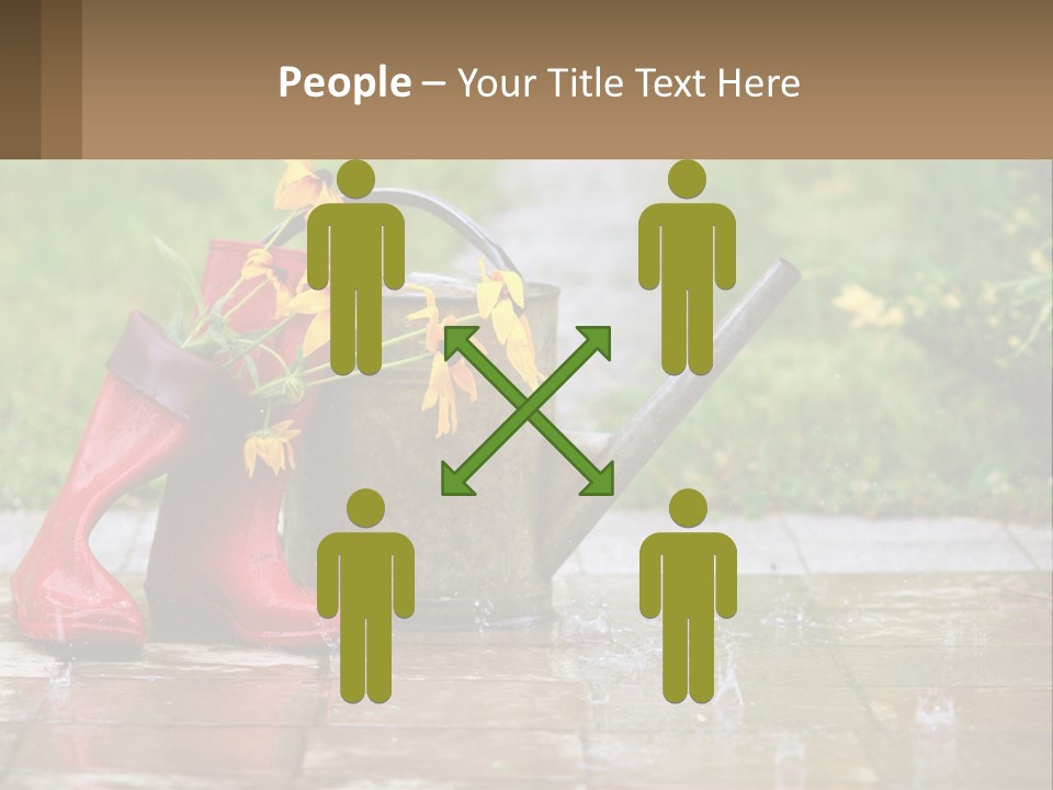 Watering Can And Flowers PowerPoint Template