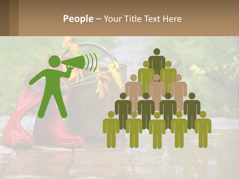 Watering Can And Flowers PowerPoint Template