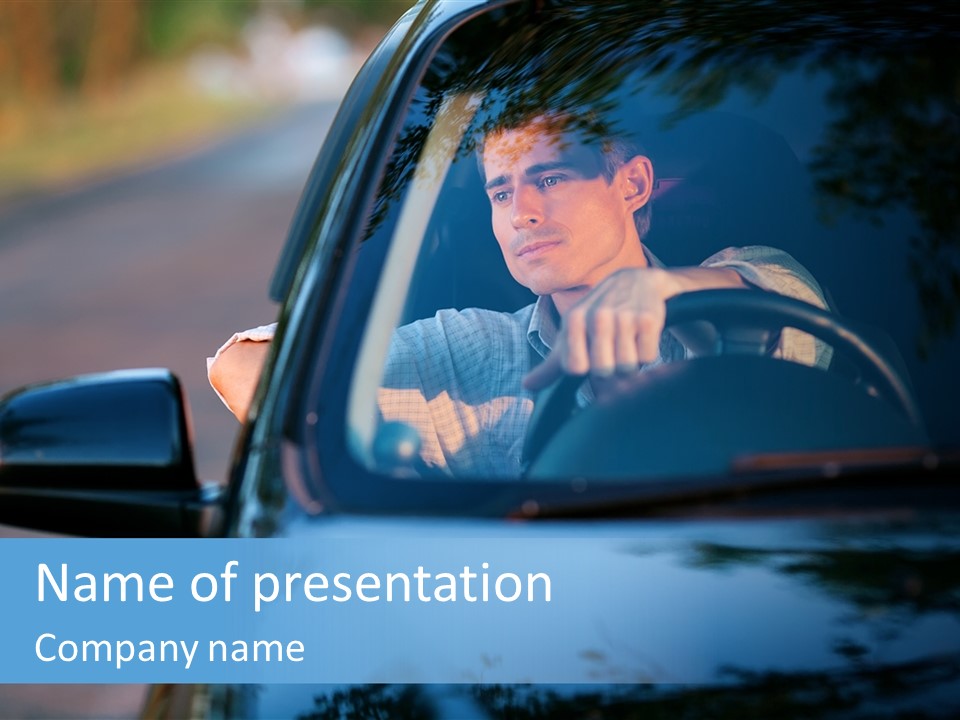 Man Driving A Car PowerPoint Template