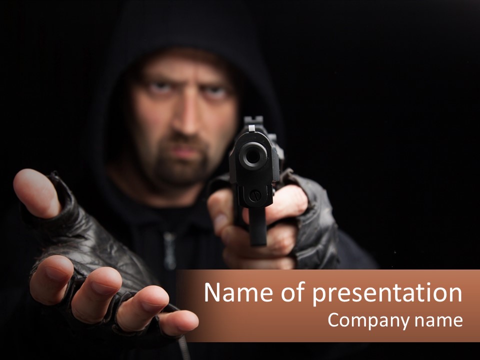 Man With A Gun. Money Or Life PowerPoint Template