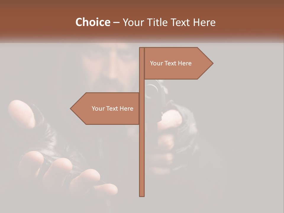 Man With A Gun. Money Or Life PowerPoint Template
