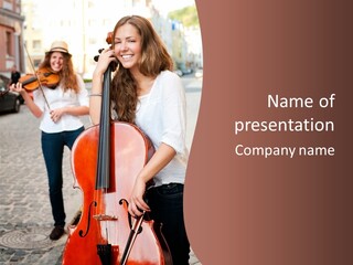 Girls Play Musical Instruments PowerPoint Template