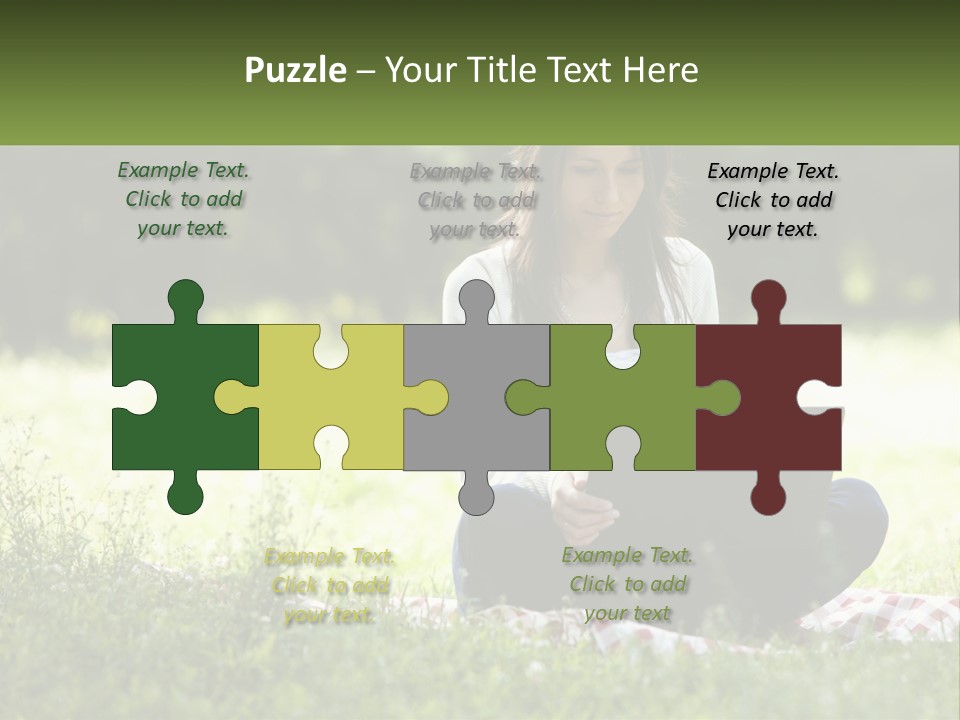 Girl With Laptop In Nature PowerPoint Template