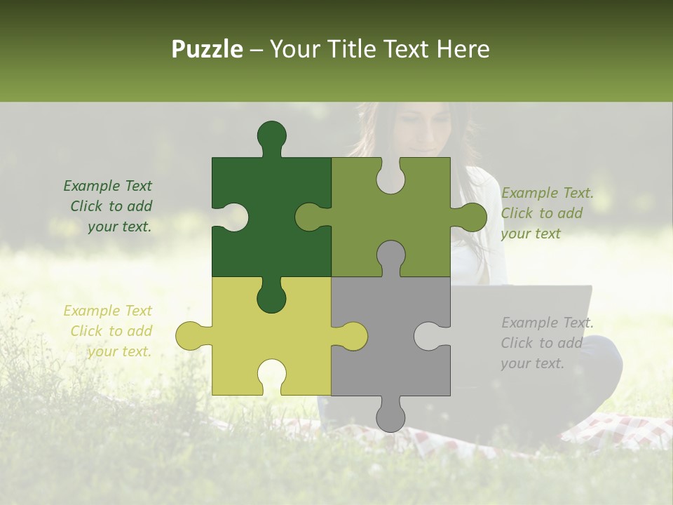 Girl With Laptop In Nature PowerPoint Template