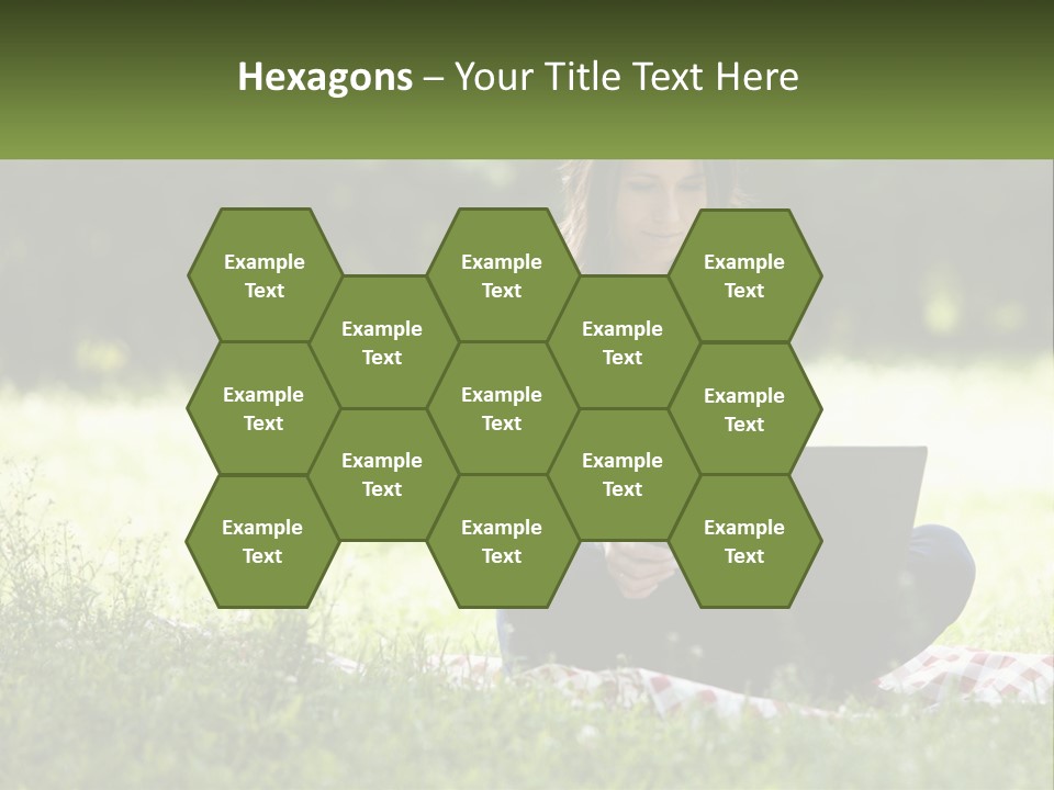 Girl With Laptop In Nature PowerPoint Template