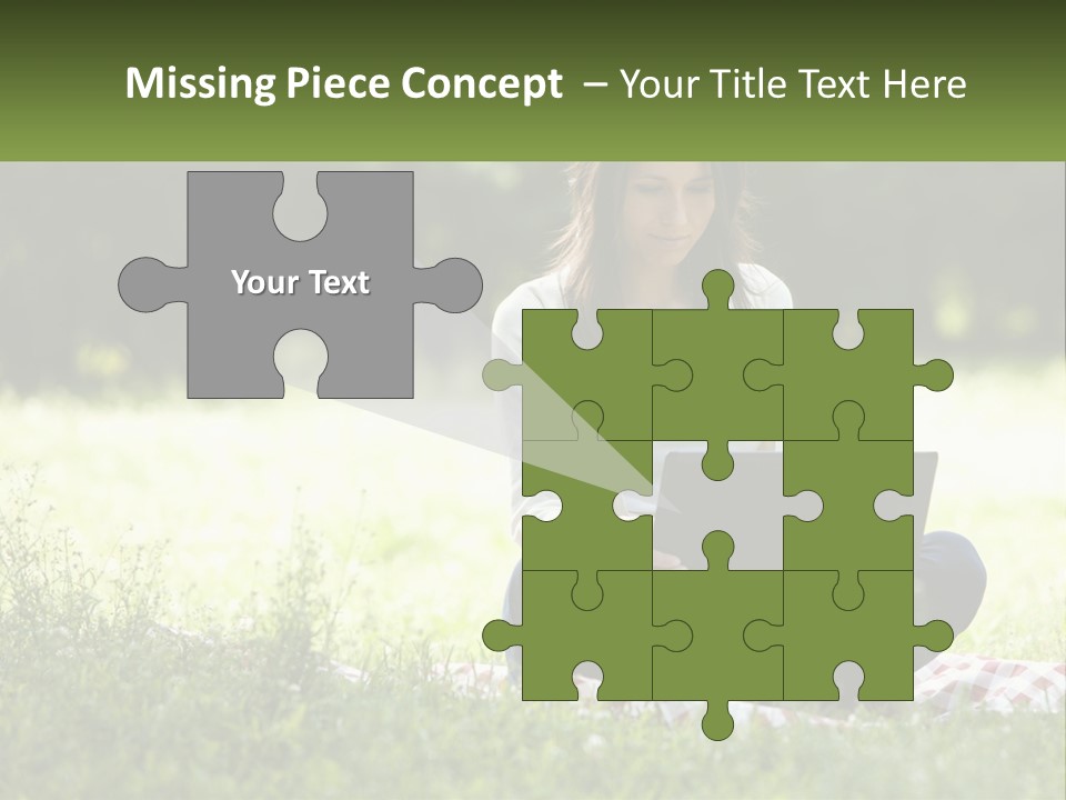 Girl With Laptop In Nature PowerPoint Template