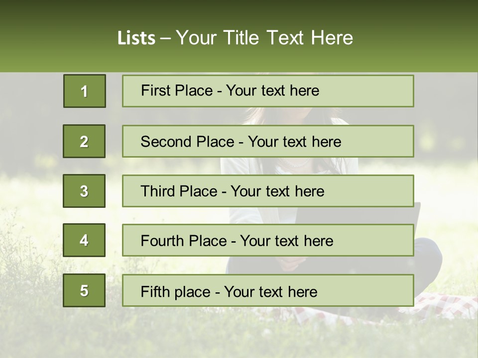 Girl With Laptop In Nature PowerPoint Template