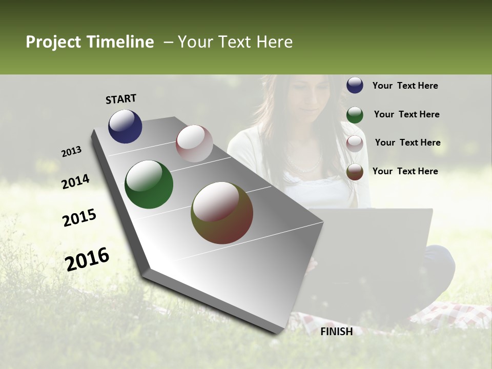 Girl With Laptop In Nature PowerPoint Template