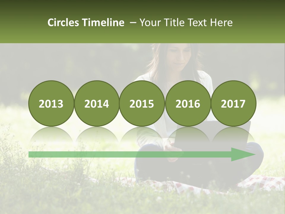 Girl With Laptop In Nature PowerPoint Template